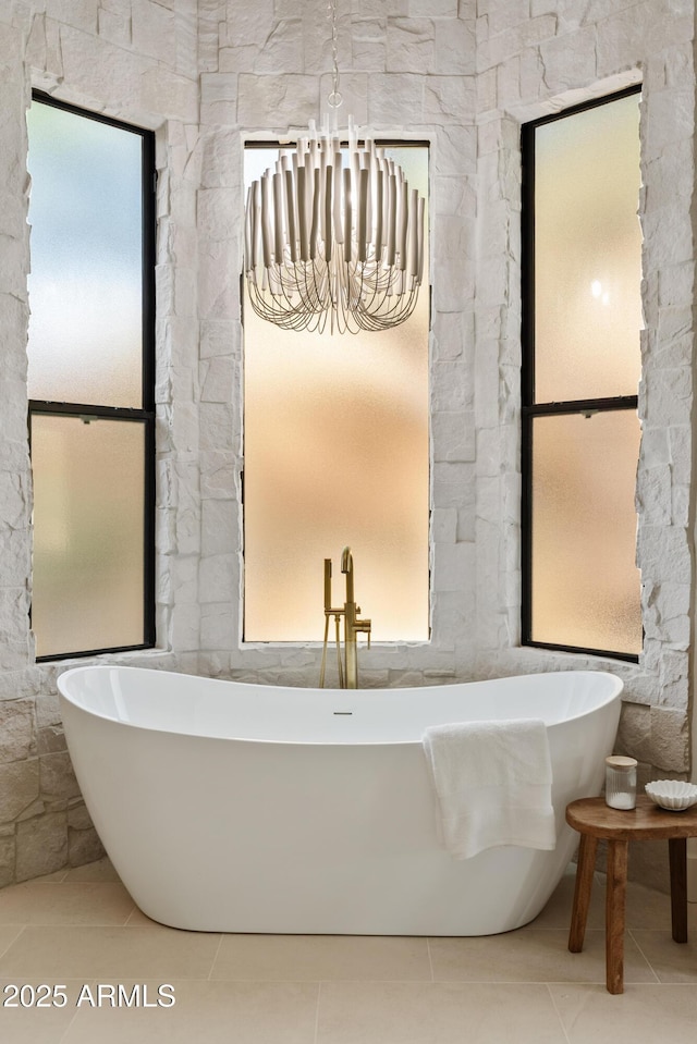 24645 N 117th St, Scottsdale, AZ 85255 - bathroom featuring plenty of natural light, tile patterned floors, and a freestanding bath