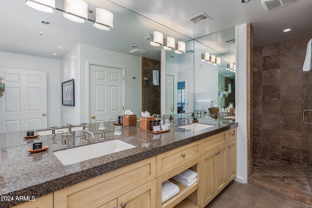 bathroom featuring vanity and walk in shower