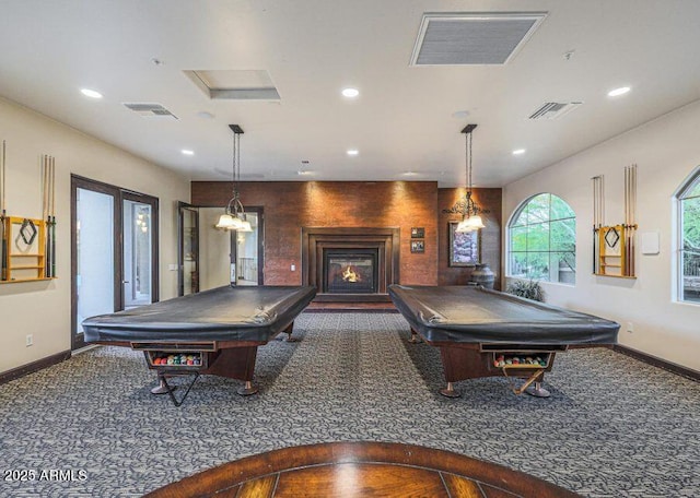 game room with billiards