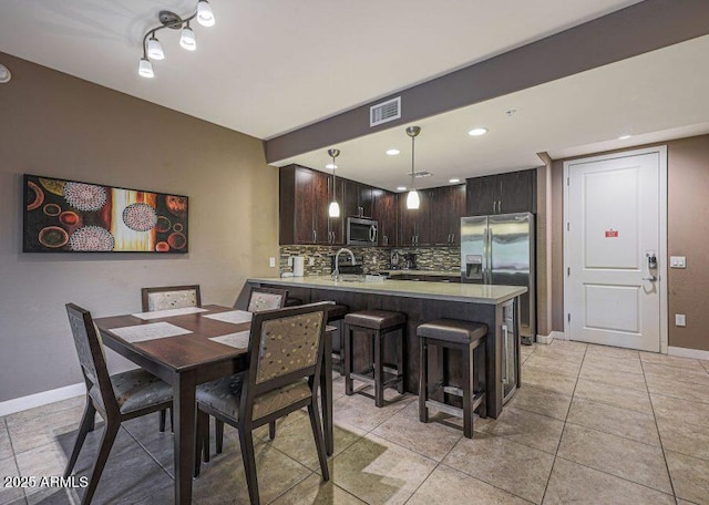 view of tiled dining area