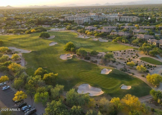 view of aerial view at dusk