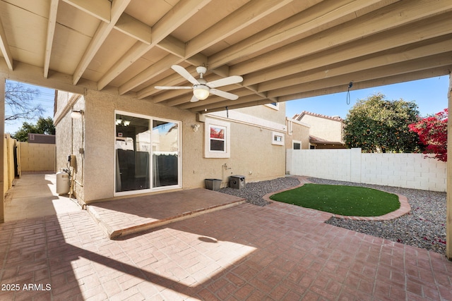 view of patio / terrace featuring ceiling fan