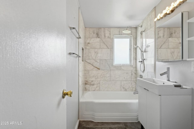 full bathroom with vanity and tub / shower combination