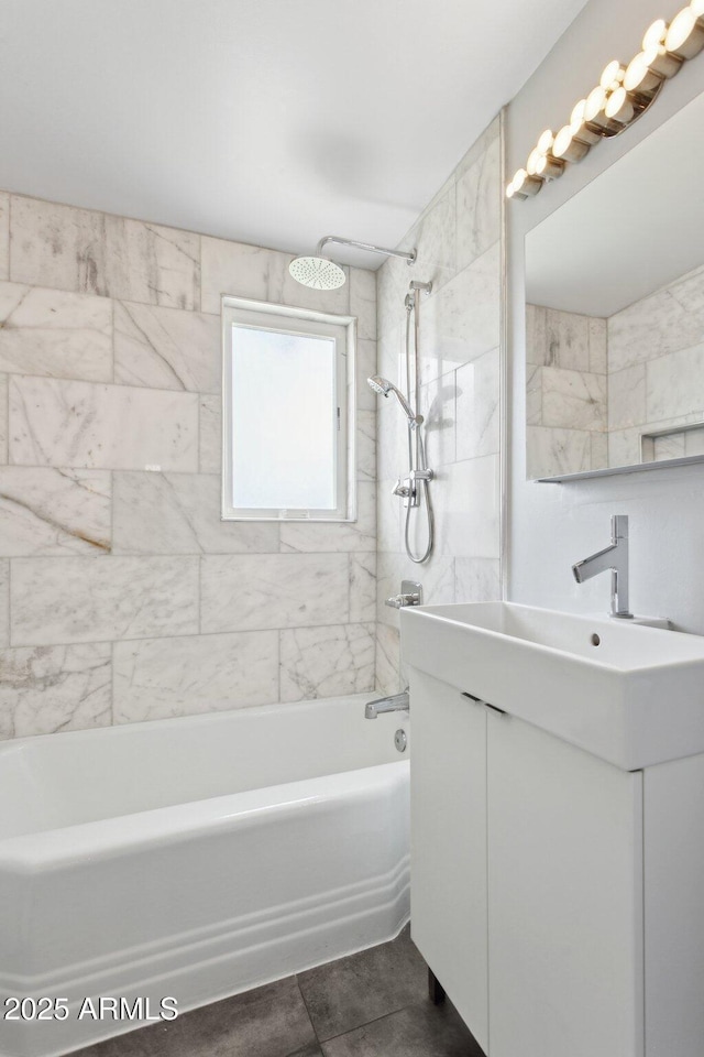 full bathroom featuring vanity and shower / washtub combination