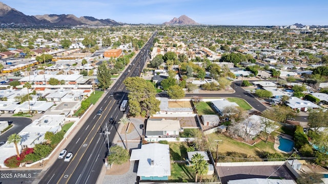 aerial view with a residential view and a mountain view