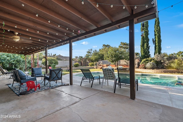 view of patio / terrace with ceiling fan