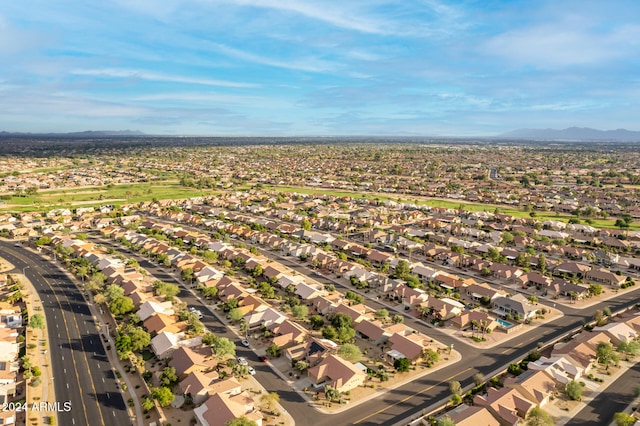 drone / aerial view with a mountain view