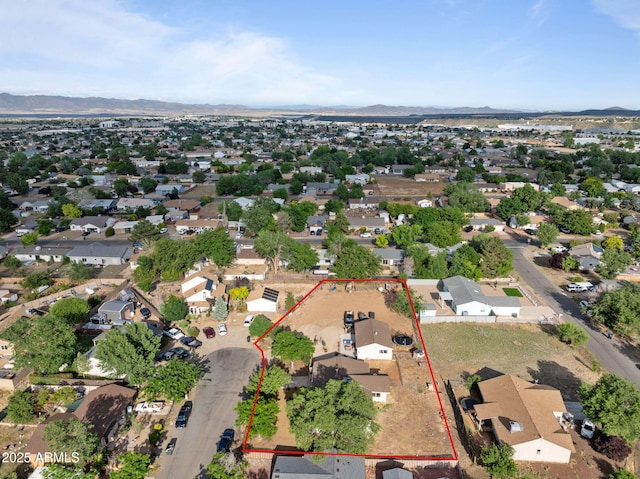 6289 E Duchess Dr, Prescott Valley, AZ 86314 - aerial perspective of suburban area featuring a mountain backdrop and property parcel outlined