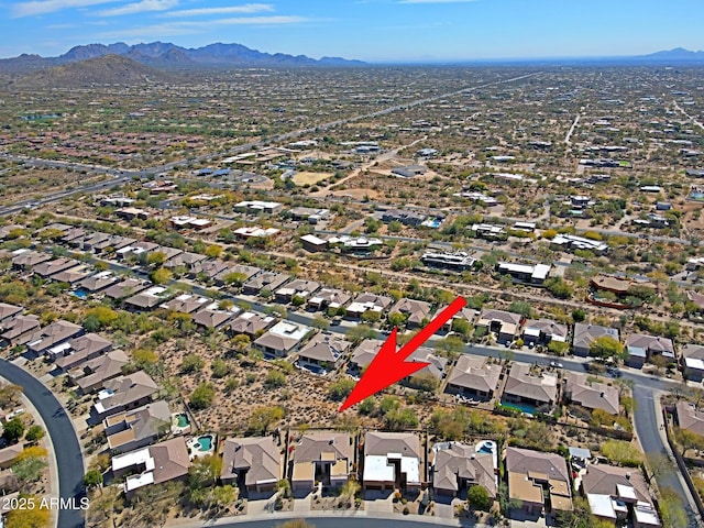 aerial view with a residential view and a mountain view