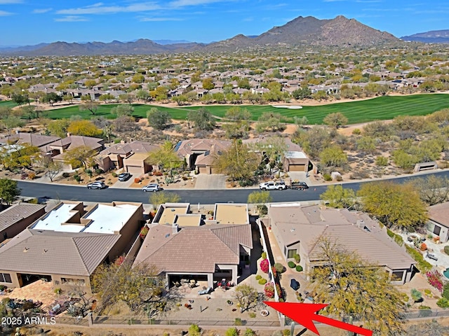 bird's eye view with a mountain view and a residential view