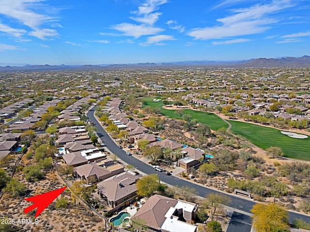 aerial view with a residential view and a mountain view