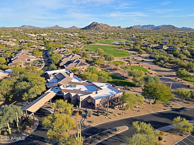 drone / aerial view featuring a mountain view