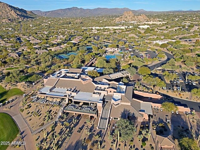 bird's eye view featuring a residential view and a mountain view