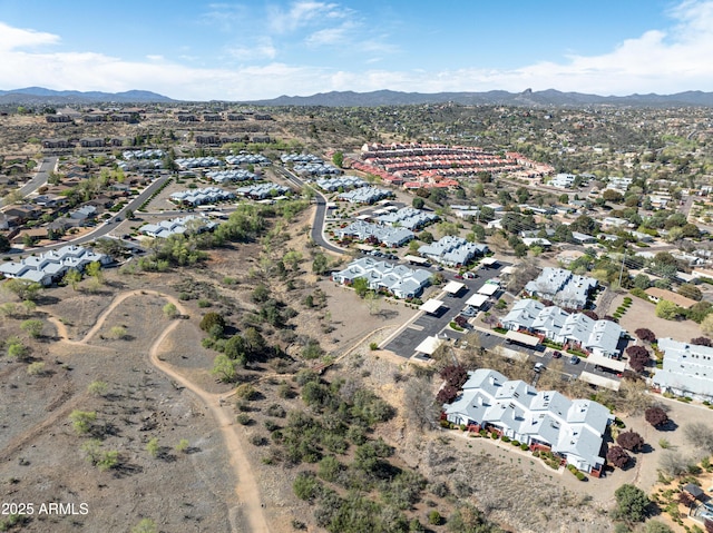 bird's eye view with a mountain view and a residential view