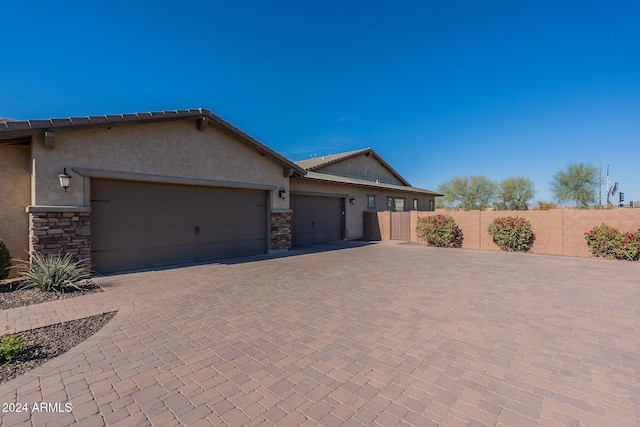 view of front of house with a garage