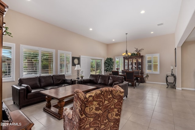 view of tiled living room