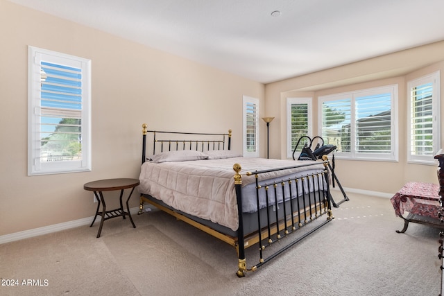 carpeted bedroom with multiple windows