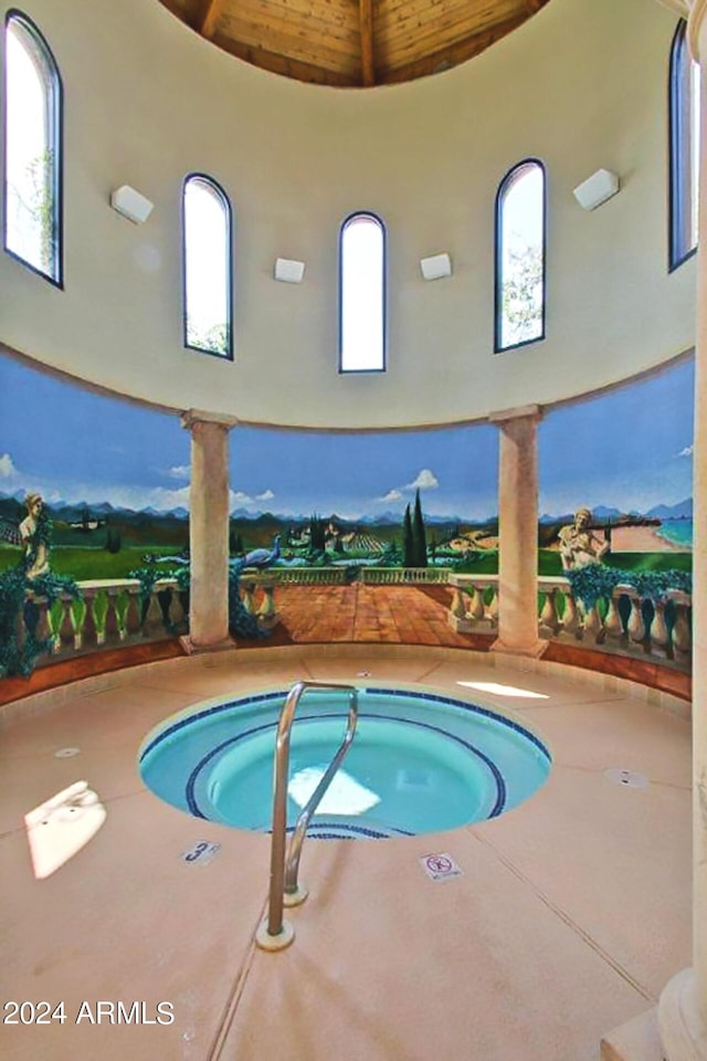 42915 W Kingfisher Dr, Maricopa, AZ 85138 - view of pool featuring an indoor hot tub, fence, and a patio area