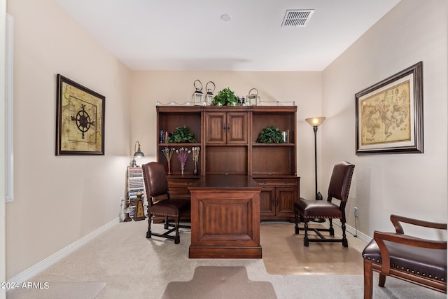 view of carpeted office space