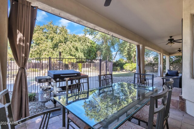 14462 W Avalon Dr, Goodyear, AZ 85395 - view of patio / terrace with a ceiling fan and a grill