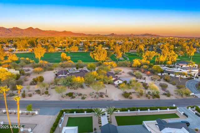 birds eye view of property featuring a residential view and a mountain view