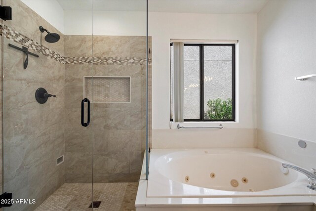7565 N Via De La Siesta, Scottsdale, AZ 85258 - bathroom featuring a stall shower and a jetted tub
