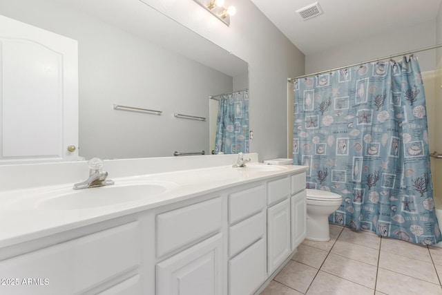 21 E Irvine Rd, Phoenix, AZ 85086 - full bath featuring tile patterned flooring, double vanity, and curtained shower