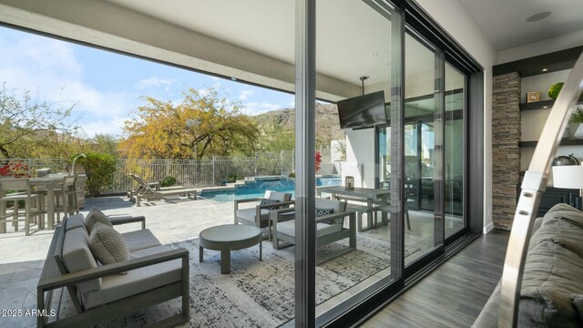 122 E Desert Wind Dr, Phoenix, AZ 85048 - exterior space featuring outdoor dining area, fence, and a fenced in pool