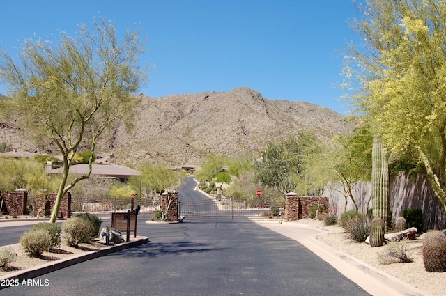 122 E Desert Wind Dr, Phoenix, AZ 85048 - view of street featuring curbs, a gated entry, a gate, and a mountain view