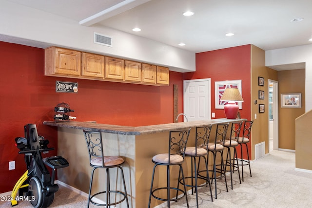 bar with light colored carpet