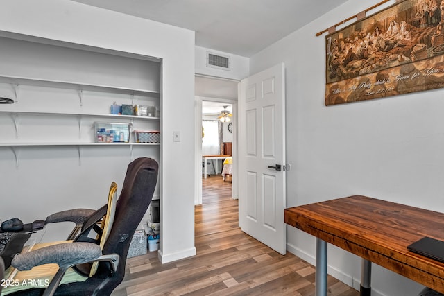 8116 N 55th Dr, Glendale, AZ 85302 - office area with wood finished floors and a ceiling fan