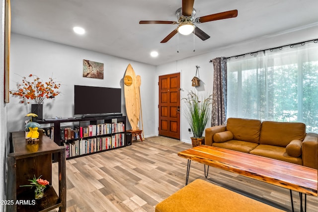 8116 N 55th Dr, Glendale, AZ 85302 - living area with a ceiling fan, recessed lighting, and wood finished floors