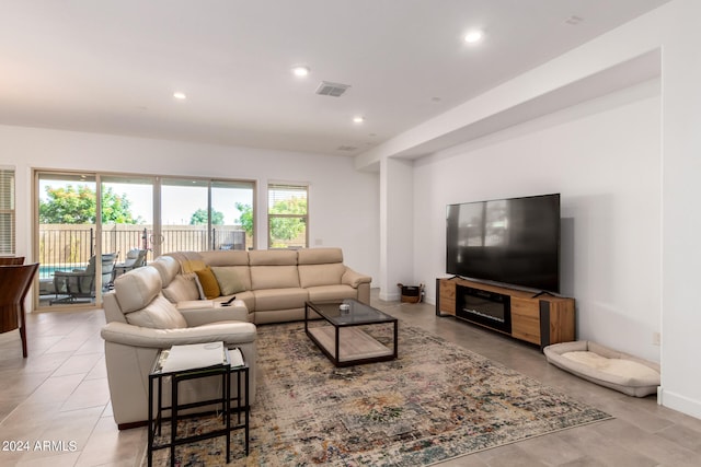 view of tiled living room