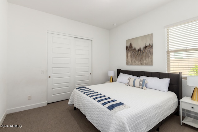 carpeted bedroom featuring a closet