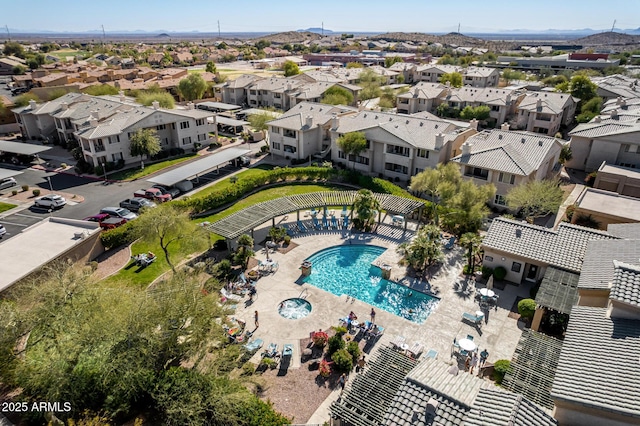 drone / aerial view featuring a residential view