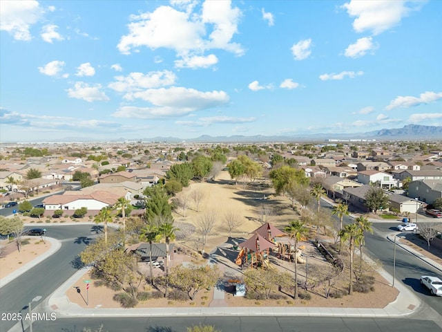 drone / aerial view with a mountain view