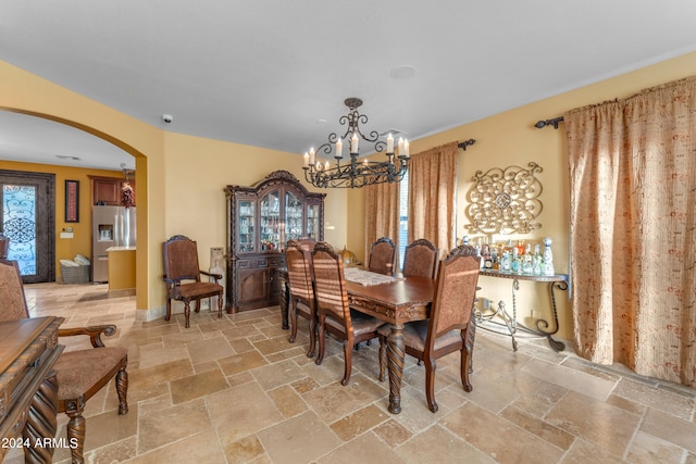 dining room featuring an inviting chandelier