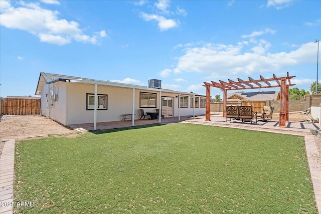 1561 N Sterling St, Mesa, AZ 85207 - back of property with a patio area, a pergola, and a fenced backyard