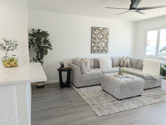 1561 N Sterling St, Mesa, AZ 85207 - living room featuring ceiling fan and wood finished floors