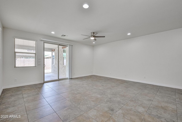 9072 W Myrtle Ave, Glendale, AZ 85305 - spare room featuring a ceiling fan, recessed lighting, baseboards, and tile patterned flooring