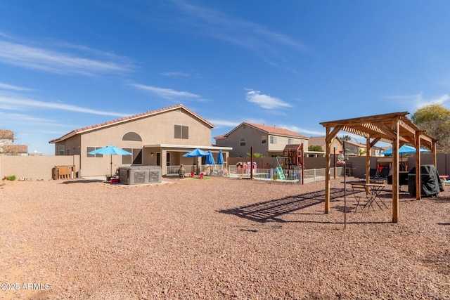 view of play area featuring fence