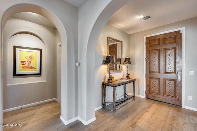 entryway with light wood-type flooring