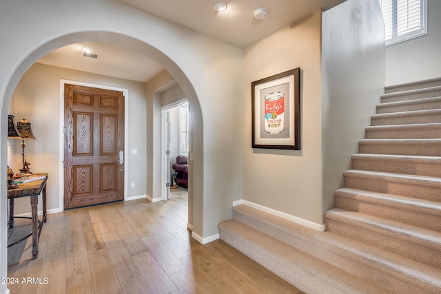 foyer featuring light wood-type flooring