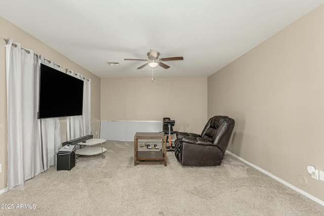 41811 W Avella Dr, Maricopa, AZ 85138 - sitting room with baseboards, visible vents, carpet, and a ceiling fan