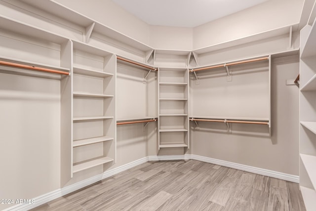 spacious closet with light hardwood / wood-style flooring