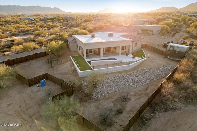 bird's eye view with a mountain view