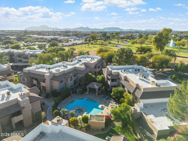 aerial view featuring a mountain view