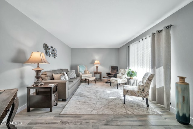 living room with light wood-type flooring