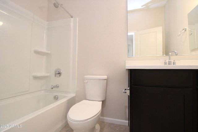 17419 W Via De Luna Dr, Surprise, AZ 85387 - bathroom with toilet, baseboards,  shower combination, and vanity