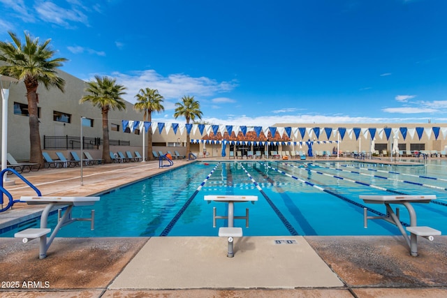 pool with a diving board